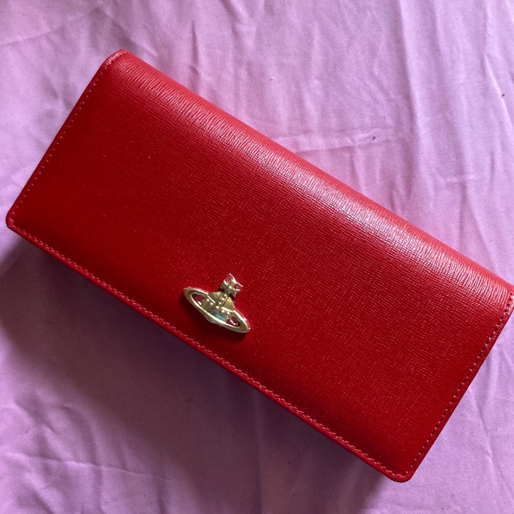 Red Vivienne Westwood Wallet with Gold Orb